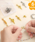 Hands using 12 Pack Magnetic Necklace Clasps And Closures Set With Locking Magnetic Jewelry Clasps And Extender Easy On Quick Snap