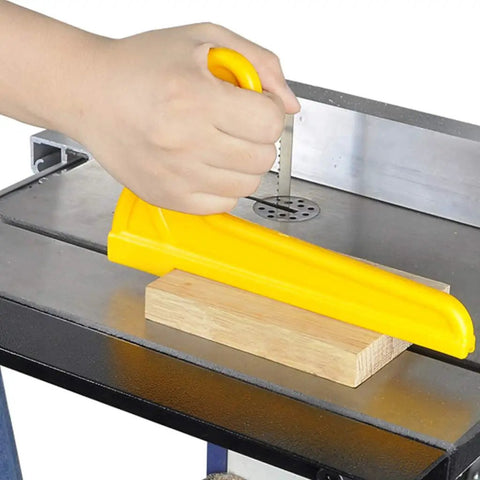 Safety Push Block Set For Woodworking And Router Tables Short Push Blocks And Board Push Sticks With Rubber Bottom Grip In Use