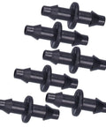 Super Easy Drip Irrigation Connectors And Repair Kit With 200 Pieces Of Soaker Hose Fittings For Garden Flower Pots And Lawn No Knots Needed black ABS 1/4-inch hose barbed connectors