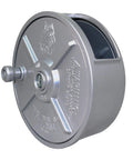 Side view of 6.25 Inch Aluminum Tie Wire Reel Coil Holder Wheel Lightweight Ambidextrous With Built In Belt Loops And Knob