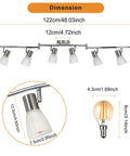 Six Light LED Track Lighting Kit With Frosted Glass Shades And Adjustable Heads In Brushed Nickel Modern Ceiling Fixture shown with dimensions