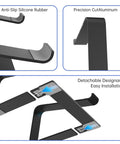 Close-up of Built To Last Durable Metal Laptop Stand showing anti-slip silicone rubber, precision cut aluminum, detachable design.