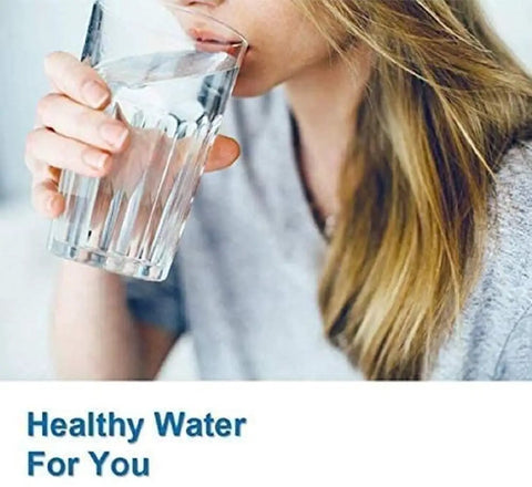 Woman drinking clear water using Two Pack Refrigerator Water Filter That Fits 9690 Series Delivers Clean Water With 99 Percent Chlorine Reduction For Fresh Taste And BPA Free Food Grade Carbon Block Filtration Keeps Beneficial Minerals Intact And Is Super Easy To Install
