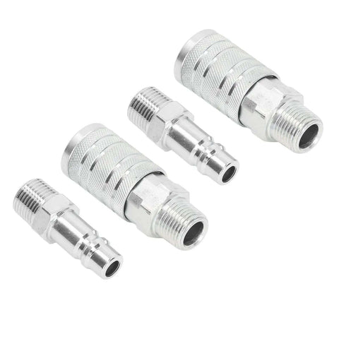 Premium 4 Piece Air Hose Fitting Kit 1/2 Inch NPT Quick Connector Set with Six Ball Locking System For High Tools And Pneumatic Gear Up To 300 Psi, steel couplers and plugs