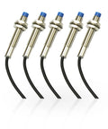 Five Pack Inductive Proximity Sensor Switch M12 PNP Normally Closed Detects Iron At 4mm Range DC 6V-36V 3 Wire Tough Industrial Grade LJ12A3-4-ZAY