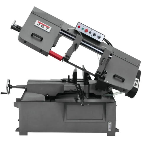 Metal Cutting Horizontal Mitering Band Saw 10 By 14 Inches, 2 HP, 230V, 1 Phase, Swiveling 0 To 45 Degree Miter Head, Hydraulic Downfeed, Coolant Through Blade Guides, Built-In Blade Brush, Quick-Positioning Vise