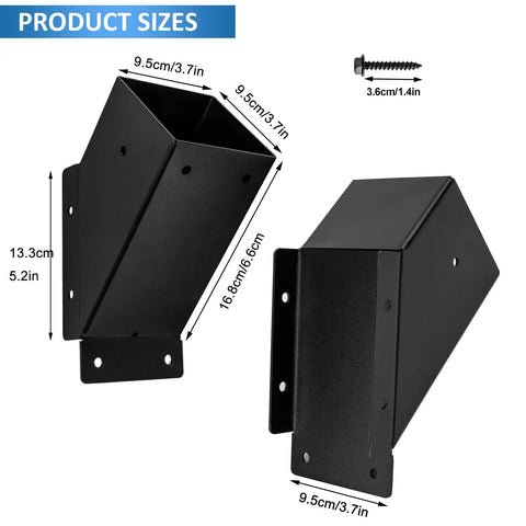 4 Pack Pergola Brackets Kit - 45 Degree Corner Bracket Set For Wooden Gazebos, Tree Houses, Cabins And Outdoor Structures, Built Tough Carbon Steel With Black Powder Coat, Durable Outdoor Support For DIY Projects