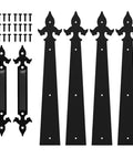 Premium Steel Garage Door Hardware Kit Featuring Decorative Handle And Heavy Duty Hinges For Smooth Quiet Closing With Stable Damping To Block Rebound On Framed Frameless Cabinets Solid As Heck with black decorative hinges and screws.