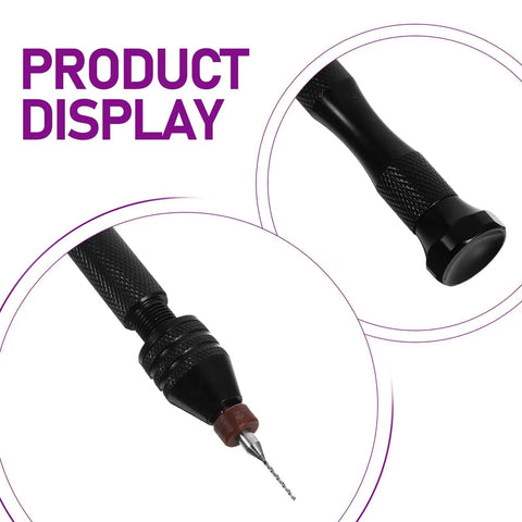 Pin Vise Hand Drill Set With Miniature Engraving Bits And PCB Drill Bits For Jewelry Making Resin And Polymer Clay Craft Manual Precision Tool Kit 36 Pieces DIY Hobbyist Favorite, focusing on detailed handle and drill bit ends.