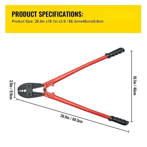 Heavy Duty Wire Rope Crimping Tool With 30 Inch Long Handle for Five Thirty Second Inch, One Quarter and Five Sixteenth Inch Sleeves