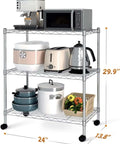 Heavy Duty 3 Tier Wire Shelving Cart With Smooth Rolling Wheels, Adjustable Chrome Steel Storage Rack for kitchen appliances, 24x13.8x29.9