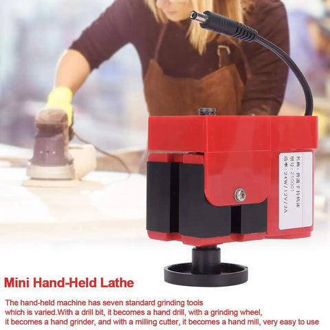 Powerful 20000Rpm Mini Hand Held Lathe Tool For Wood Plastics Soft Metal DIY Projects With Seven Versatile Grinding and Sharpening Attachments