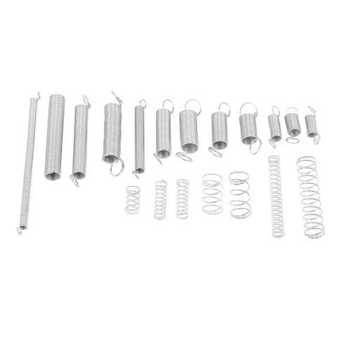 200 Piece Heavy Duty Compression And Extension Springs Assortment Kit With 20 Varied Styles Zinc Plated Steel Set Perfect For Car Mods, DIY Fixes, And Home Repairs In A Handy Storage Box visible assortment of zinc plated steel springs