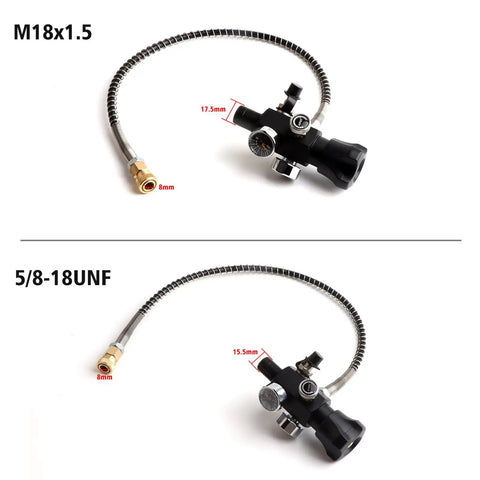 M18x1.5 DIN Valve Scuba Adapter With Gauge And 22 Inch Hose For Air Tank Setups PCP Rifles Paintball And HPA Tanks