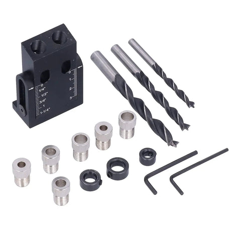 Bulletproof Aluminum Pocket Hole Jig With Dead On 15 Degree Angle Guide And Inch Metric Scale Marks For Cabinet Framing Furniture Assembly And Diy Woodworkers Wanting Clean Joins with drill bits and accessories.