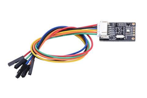 AI Enhanced Environmental Sensor Module With Temperature, Humidity, Pressure And Gas Readings, I2C And SPI Interface, wires shown