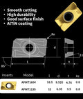 Diagram and specifications of Carbide Inserts For CNC Milling And Turning Tools APMT1604PDER 20 Piece Set Multilayer Coated.