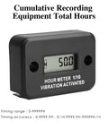 Vibration Induction Digital Hour Meter Self Powered Gauge IP68 Waterproof for Air Compressors Mini Tractors Snow Blowers No Wiring Instant Start Cumulative Run Time 0 to 99999 Hours High Precision 0.1 Hour Accuracy Black, front view