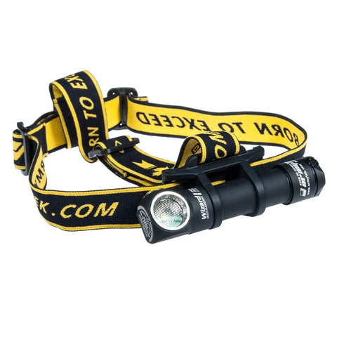 Wizard Pro V3 XHP50 Warm USB Magnetic Headlamp With 2300 Lumens Beast Brightness, yellow strap, side view
