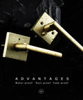 Gold Privacy Door Lever Handle for Interior Bedroom and Bathroom, Keyless Push Button Lock, Durable Zinc Alloy, Wet