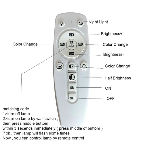 Remote control for Lit LED Ceiling Light Fixture 40W 2600 Lumens Flush Mount Chandelier with dimming options