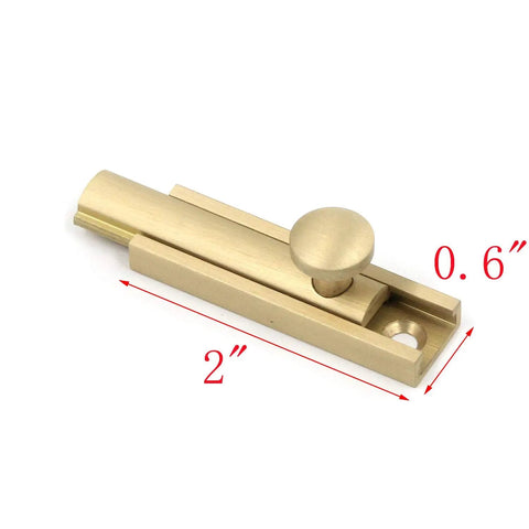 Dead Nuts Secure Brushed Gold Solid Brass Surface Bolt Lock With Auto Retracting Tension Spring For Screen Storm Doors And Cabinets Effortless Vertical Or Horizontal Mounting