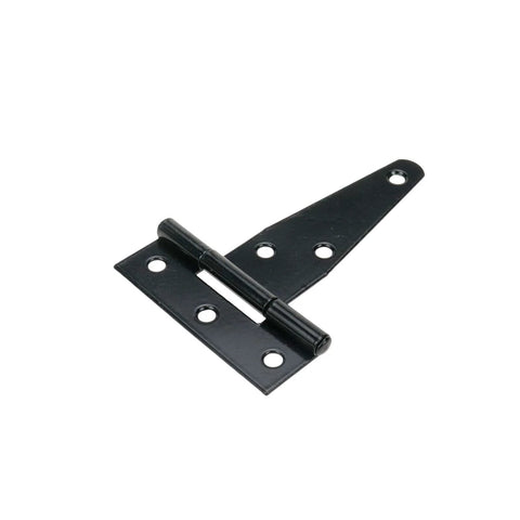 Heavy Duty 3 Inch Black T Strap Gate Hinge for Shed Door Barn Yard Hardware Pack of 2, iron with black plating, front view