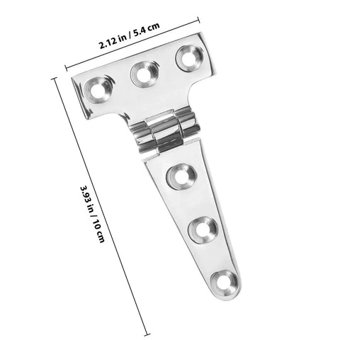 Heavy Hitter T Shaped Barn Door Hardware Stainless Steel Pivot Hinge showcasing dimensions 2.12 in x 3.93 in, designed for wooden gates.