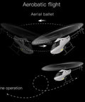 Diagram showing C129 V2 4 Channel RC Helicopter performing aerobatic flight with aerial ballet and airline operation.