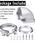 3 Inch Turbo Elbow Downpipe Adapter With V Band Clamps In 304 Stainless Steel For T3 And T4 Flange Turbochargers set