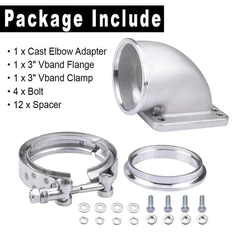 3 Inch Turbo Elbow Downpipe Adapter With V Band Clamps In 304 Stainless Steel For T3 And T4 Flange Turbochargers set