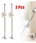 Rotating Concealed Cabinet Hinges 2 Pack Drop Down Door Panel Hardware With Easy Install, showing hinge and support on wooden door