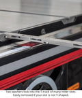 Dead On Ninety Degree Miter Gauge Kit For Knockout Square Cuts Every Time With Patent Pending Nylon Leaf Springs and Heavy Duty Table Saw Gear on T-track.