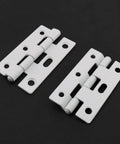 Badass White Trifold Butt Hinges For Cabinet Doors And Wooden Toolboxes Rustproof Iron Hardware shown from above, 75x45mm