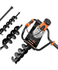 Electric Post Hole Digger 1700W Corded Auger With 4 6 8 Inch Bits 12 Inch Extension Rod Reverse Control and Anti Skid Vibration Proof Grips