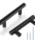 Black Cabinet Pulls 2-1/2 Inch Center-To-Center, 4 Inch Total Length, 12mm Diameter, 1-1/4 Inch Projection, 10 Pack Modern Cupboard Handles