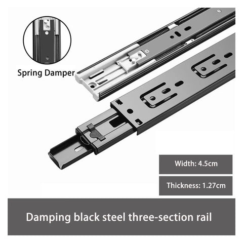 Heavy Duty Soft Close Drawer Slides With Smooth Full Extension Glide And Knockout Carbon Steel Build For Breezy Side Mount Setup On Kitchen Cabinetry and Furniture Hardware Projects with spring damper