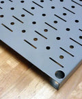 Narrow Pegboard Rack 8 Inch By 32 Inch Black Metal Pegboard Runner for garage setup and shop organization, heavy-duty wall mount view.
