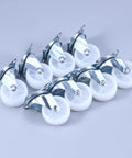 8 Pcs Inch Swivel PP Caster Wheels for Furniture and Workbench, durable chrome casters with white wheels for smooth mobility.