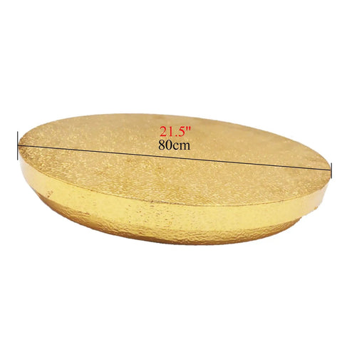 Rides Smooth Across Any Dining Surface This Rechargeable Electric Lazy Susan Turntable Packs A Quiet Copper Motor For Zero Hassle Plug And Play Setup Non Slip Grip Adjustable Speed 80 Cm Size top view showing 80cm diameter and textured gold surface.