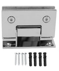 Heavy Duty Built Tight Frameless Glass Door Hinge 90 Degree Stainless Steel Self Closing Pivot Hardware For 8 To 12 Millimeter Bathroom And Shower Glass With Smooth Wall Install and installation screws.