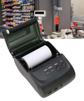 Blazing Fast 58mm Thermal Label Printer, Compact Desktop Receipt Machine with open lid and paper roll visible for easy printing.