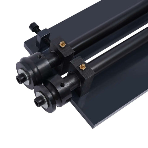 Close-up of Pro Grade 12 Inch Gear Driven Sheet Metal Bead Roller Machine With Six Die Set 1.2mm, highlighting die attachment