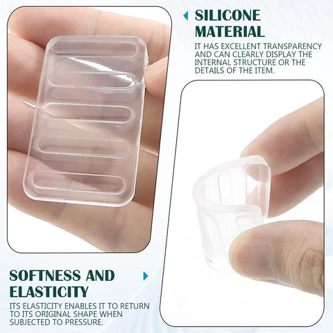 Close-up of Eight Pack Transparent Furniture Leveling Shims For No Wobble Tables Chairs Sofas Beds And Toilets Easy Trim Plastic Shims For Quick Easy Stabilization Across Any Room showing flexibility and transparency.