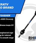 Beefed Up Rhino Rear Axle For Polaris Ranger XP 1000 Texas Edition Chromoly steel with synthetic grease, visible branding