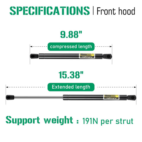 Nissan Maxima Hood Lift Supports Front Gas Struts Shocks Set Of 2 2009 2010 2011 2012 2013 2014 Replacement 6478 specs
