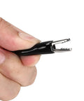 Person holding alligator clip from Stackable Banana Plug To Test Hook And Alligator Clip Leads Kit For Multimeters Flexible Silicone Electrical Test Wires With Protective Sheath Dual Active Pairs For Quick Setup And Reliable Readouts.