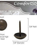 Premium Nailhead Trim And Upholstery Tacks For Furniture, Heavy Duty 5/8 Inch Heads In Dark Natural Finish, 100 Count Pack showing 5/8 inch nail and round head.