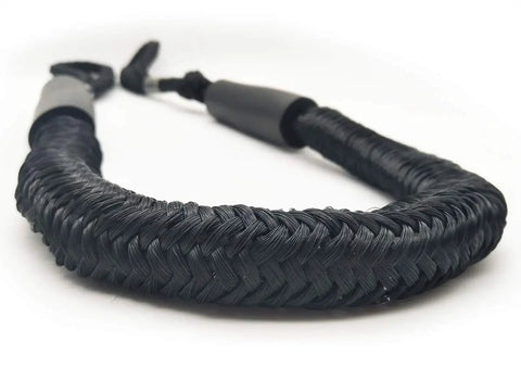 Shock Absorbing Bungee Dock Line For Boats, 4 Ft Black, 4 Pack, features braided rope texture and built-in snubber for docking.
