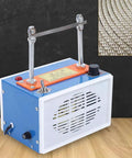 Rope Cutter 110V 35W Hot Knife Heating Cutter with bench mount, showing controls and blade, inset image of rope finish